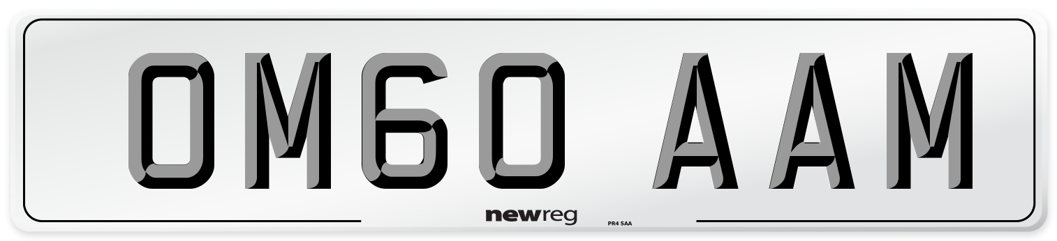 OM60 AAM Number Plate from New Reg